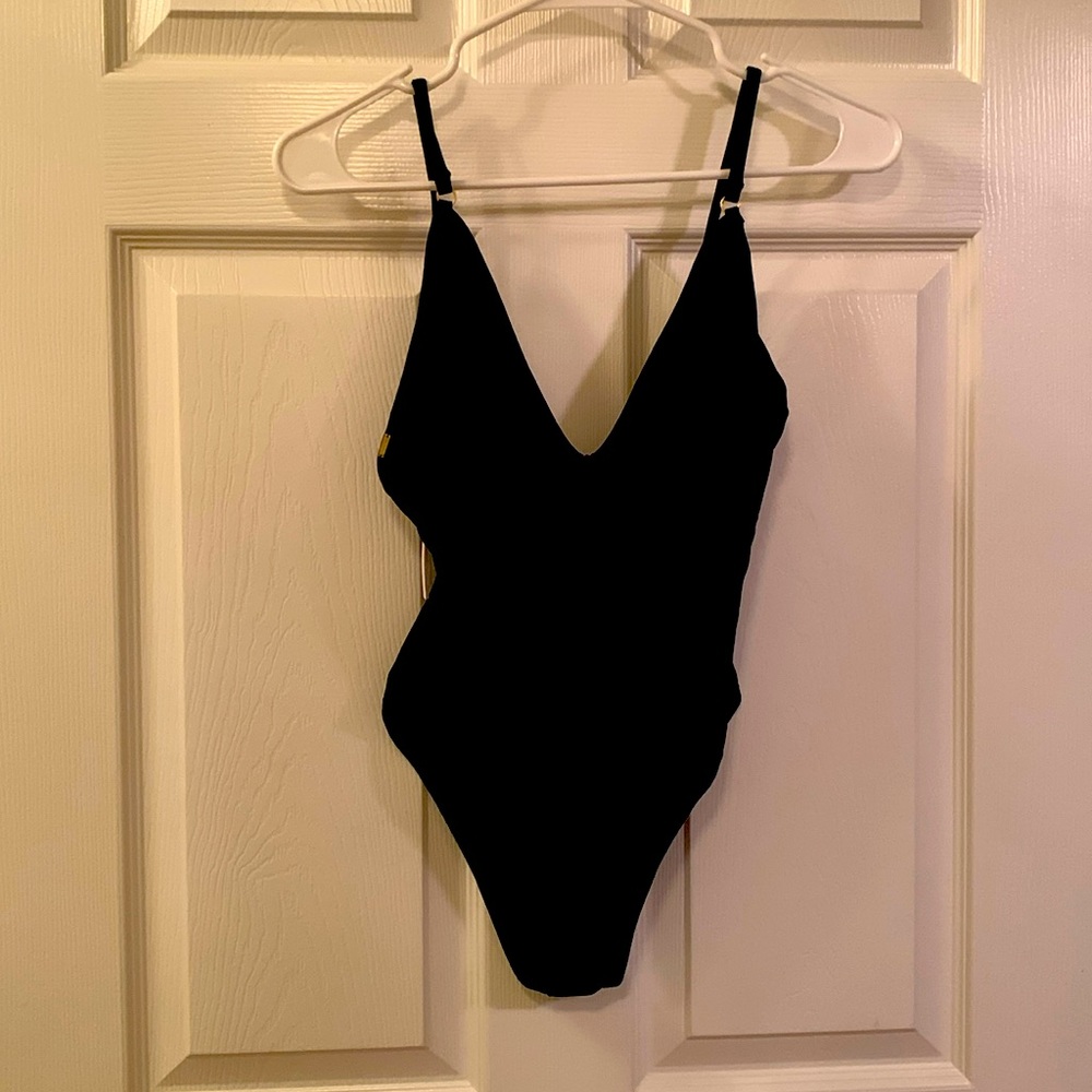 Gooseberry Intimates Black medium 1 piece swimsuit with matching bag